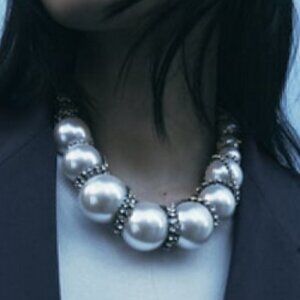 Glamorous Rhinestone & Faux Pearl Decor Chain Necklace